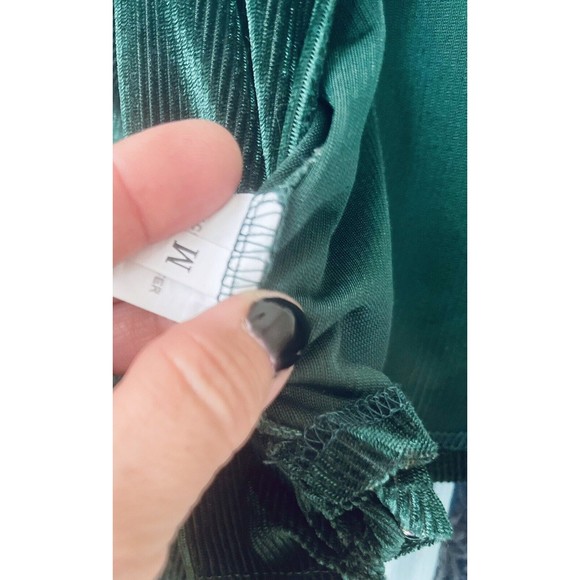 Emerald Green Velour Copper Closet Cropped Long Sleeve - Picture 6 of 11